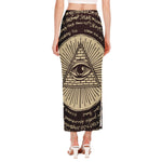 Eye of Providence Symbol Print Side Slit Maxi Skirt
