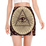 Eye of Providence Symbol Print Side Slit Mini Skirt