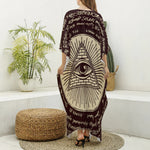 Eye of Providence Symbol Print Silk V-Neck Kaftan Dress