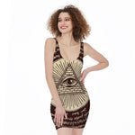 Eye of Providence Symbol Print Sleeveless Bodycon Dress