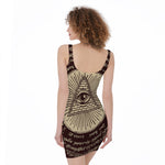 Eye of Providence Symbol Print Sleeveless Bodycon Dress