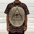 Eye of Providence Symbol Print Textured Short Sleeve Shirt