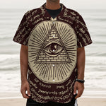 Eye of Providence Symbol Print Textured Short Sleeve Shirt