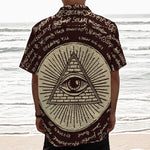 Eye of Providence Symbol Print Textured Short Sleeve Shirt