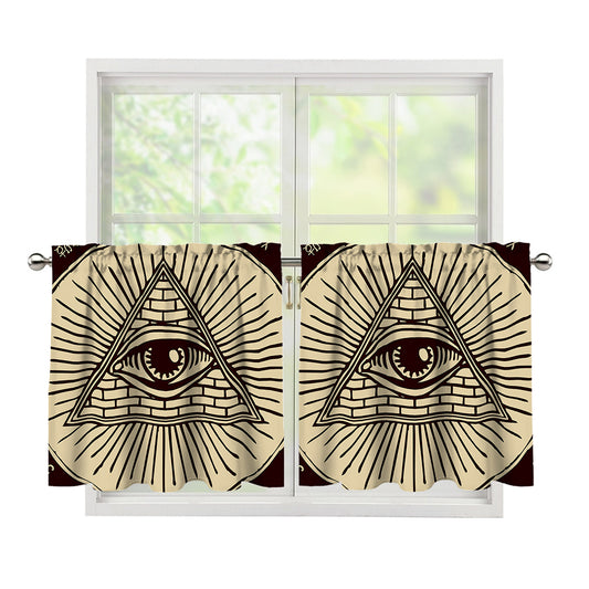 Eye of Providence Symbol Print Tier Curtains
