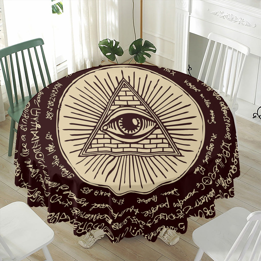 Eye of Providence Symbol Print Waterproof Round Tablecloth
