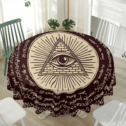 Eye of Providence Symbol Print Waterproof Round Tablecloth