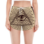 Eye of Providence Symbol Print Women's Split Running Shorts
