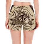 Eye of Providence Symbol Print Women's Split Running Shorts