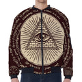 Eye of Providence Symbol Print Zip Sleeve Bomber Jacket