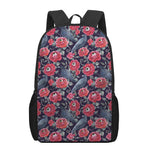Eyeball Rose Pattern Print 17 Inch Backpack