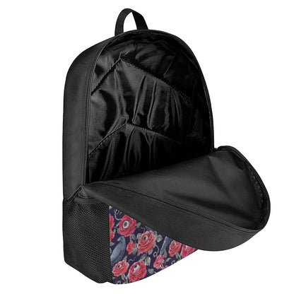 Eyeball Rose Pattern Print 17 Inch Backpack