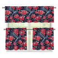 Eyeball Rose Pattern Print 3 Piece Kitchen Curtains