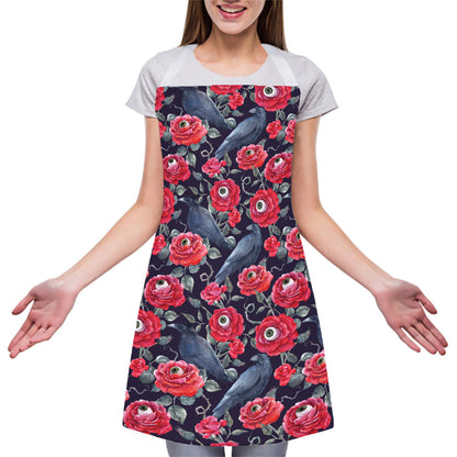 Eyeball Rose Pattern Print Adjustable Apron