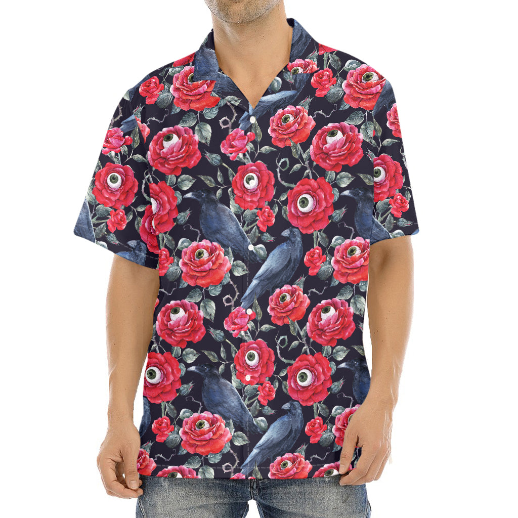 Eyeball Rose Pattern Print Aloha Shirt