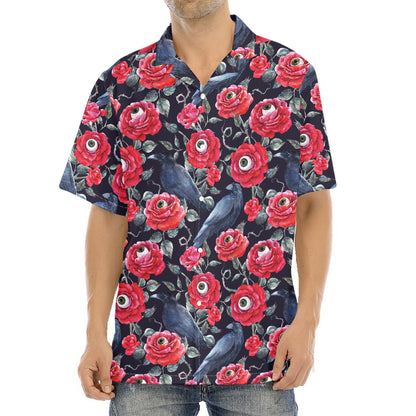 Eyeball Rose Pattern Print Aloha Shirt