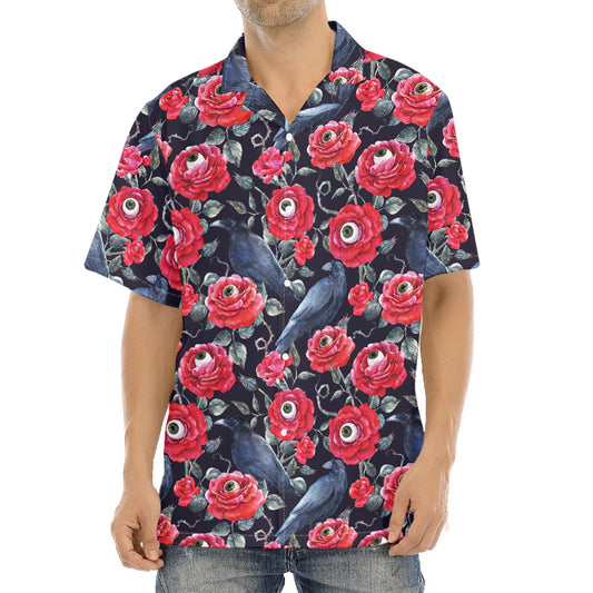 Eyeball Rose Pattern Print Aloha Shirt