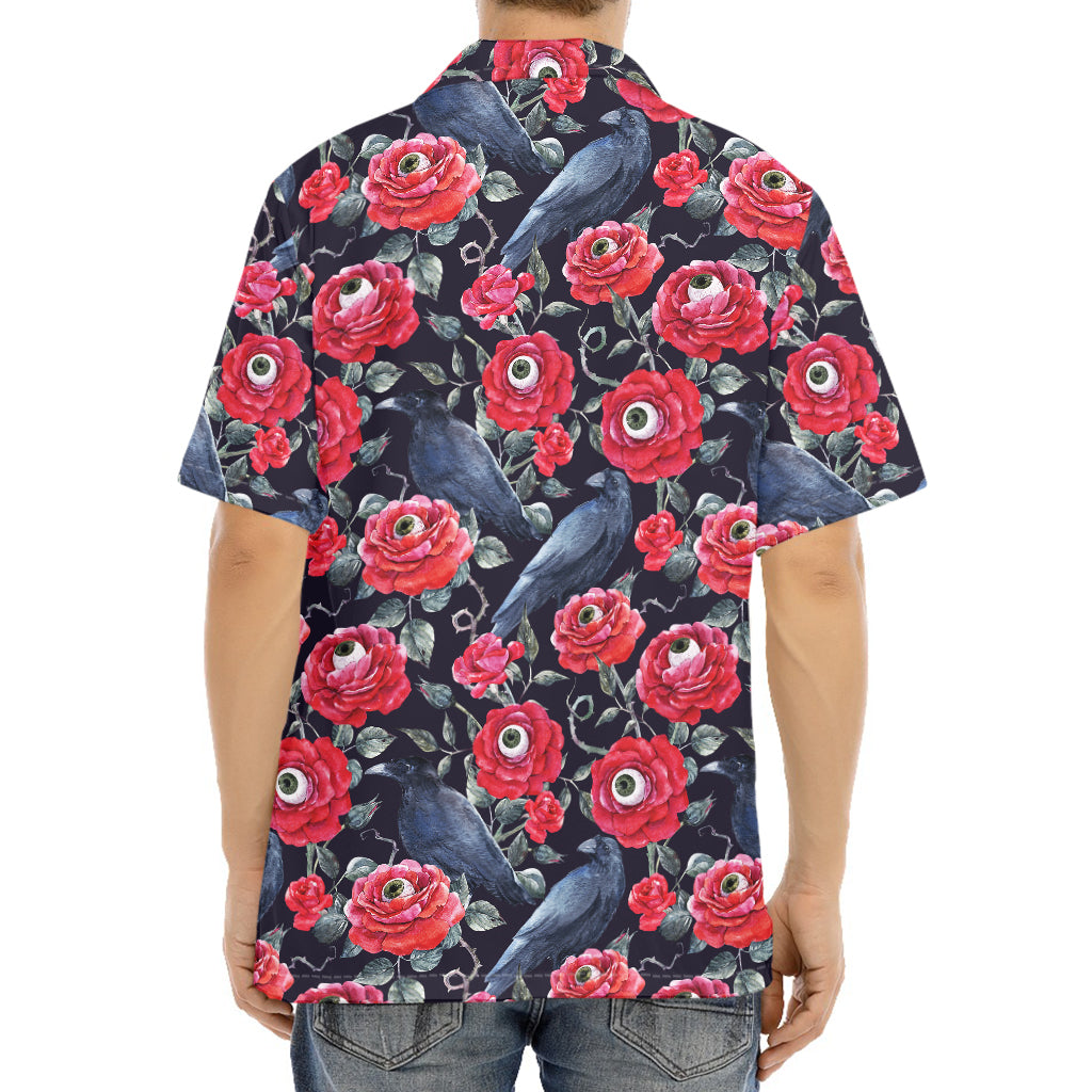 Eyeball Rose Pattern Print Aloha Shirt