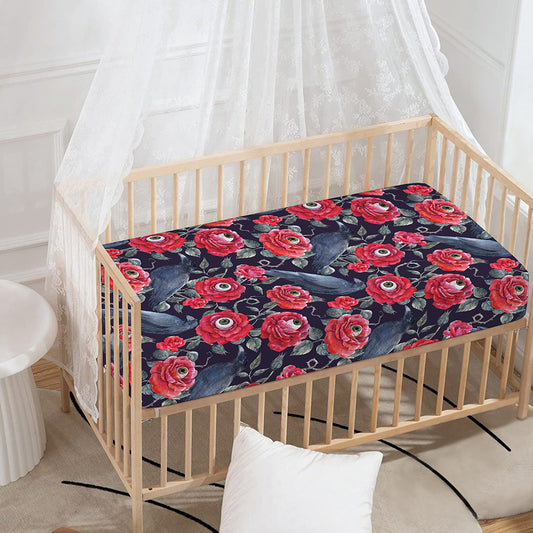 Eyeball Rose Pattern Print Baby Crib Sheet