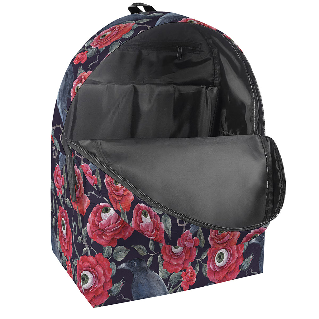 Eyeball Rose Pattern Print Backpack