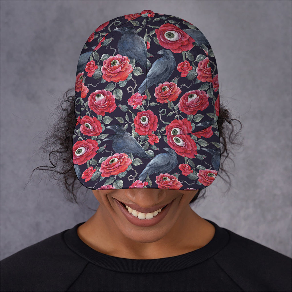 Eyeball Rose Pattern Print Baseball Cap