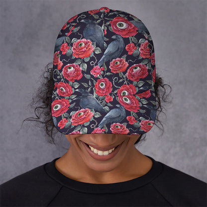 Eyeball Rose Pattern Print Baseball Cap