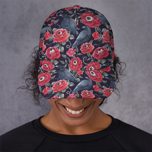 Eyeball Rose Pattern Print Baseball Cap