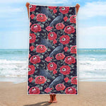 Eyeball Rose Pattern Print Beach Towel