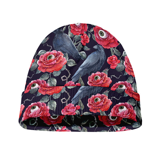 Eyeball Rose Pattern Print Beanie