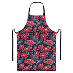 Eyeball Rose Pattern Print Bib Apron With Pocket