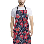 Eyeball Rose Pattern Print Bib Apron With Pocket