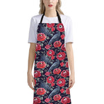 Eyeball Rose Pattern Print Bib Apron With Pocket