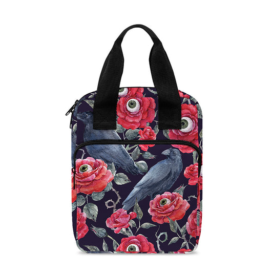 Eyeball Rose Pattern Print Bible Tote Bag