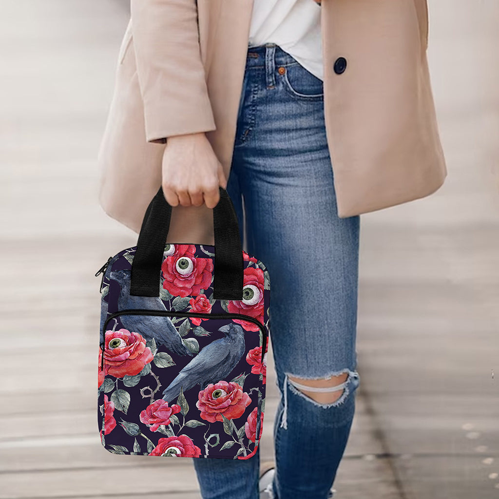 Eyeball Rose Pattern Print Bible Tote Bag