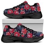 Eyeball Rose Pattern Print Black Chunky Shoes