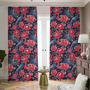 Eyeball Rose Pattern Print Blackout Pencil Pleat Curtains