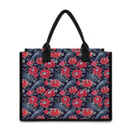 Eyeball Rose Pattern Print Canvas Tote Bag