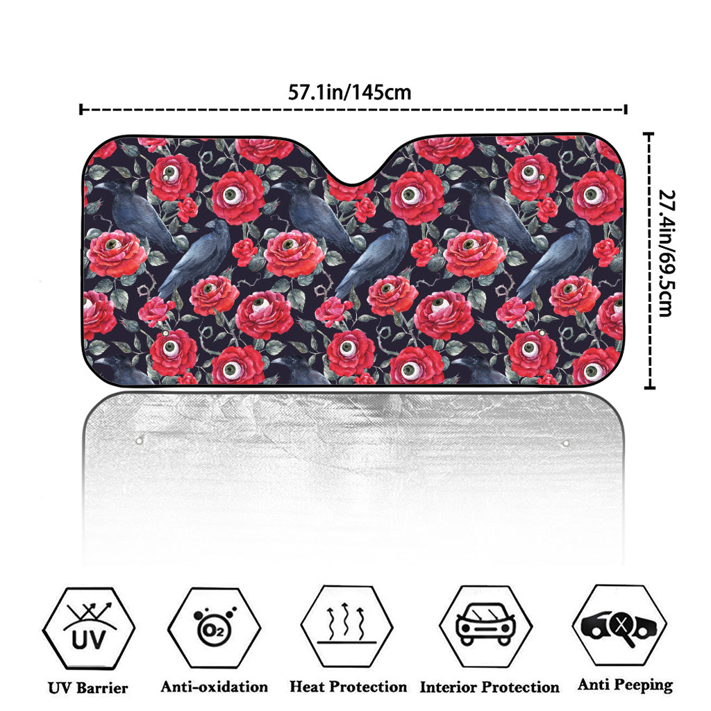 Eyeball Rose Pattern Print Car Windshield Sun Shade