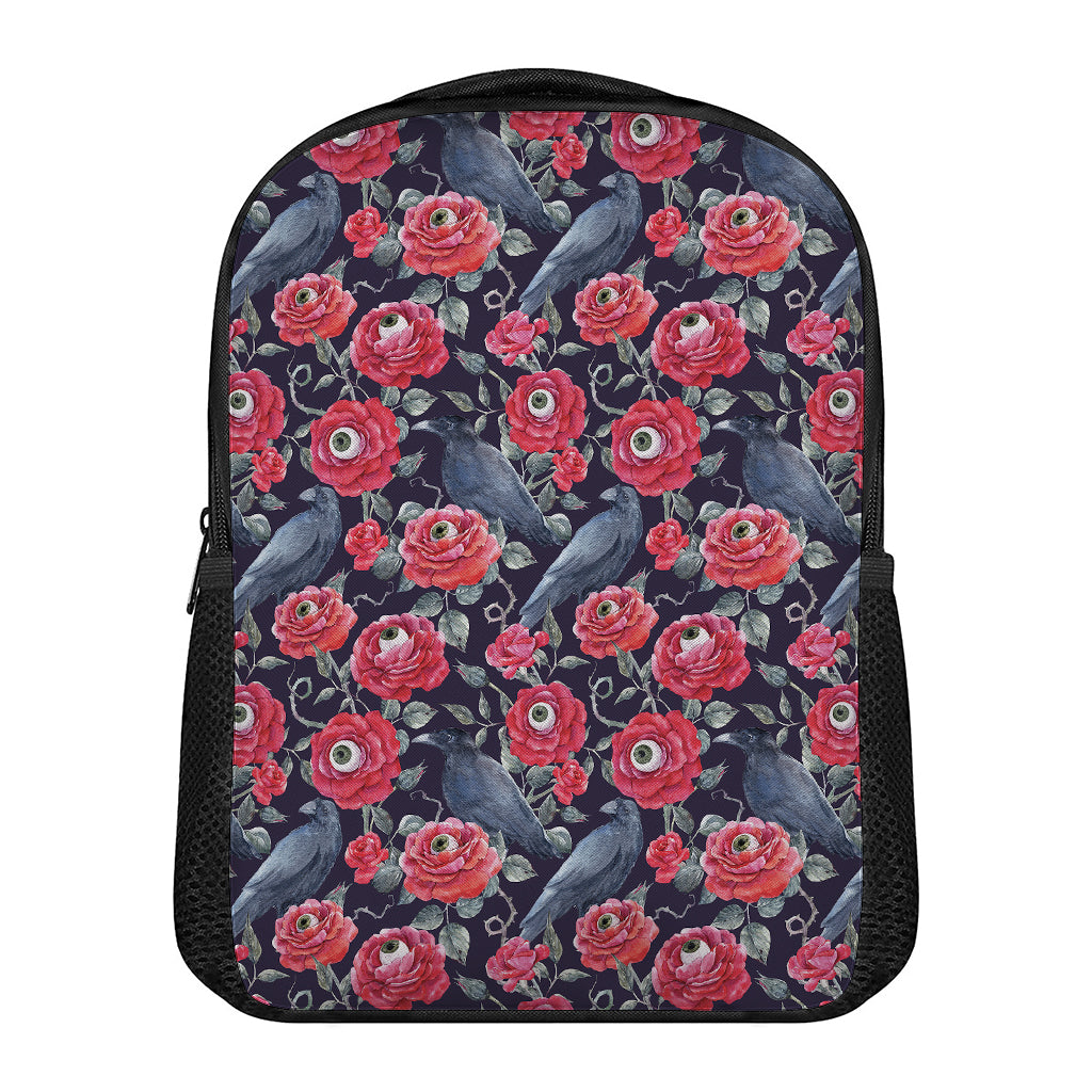 Eyeball Rose Pattern Print Casual Backpack