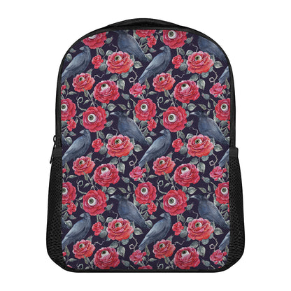Eyeball Rose Pattern Print Casual Backpack