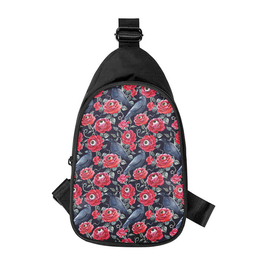 Eyeball Rose Pattern Print Chest Bag