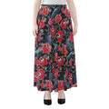 Eyeball Rose Pattern Print Chiffon Maxi Skirt