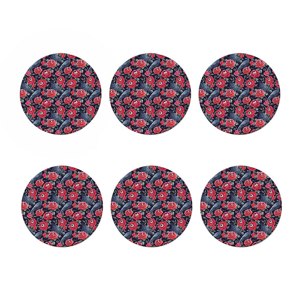 Eyeball Rose Pattern Print Coaster Set