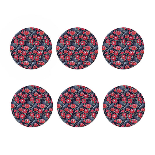 Eyeball Rose Pattern Print Coaster Set