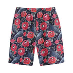 Eyeball Rose Pattern Print Cotton Shorts