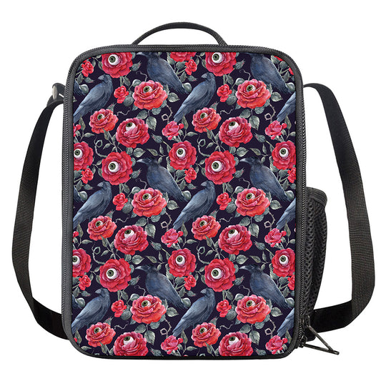 Eyeball Rose Pattern Print Crossbody Lunch Bag