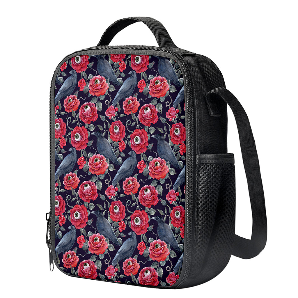 Eyeball Rose Pattern Print Crossbody Lunch Bag