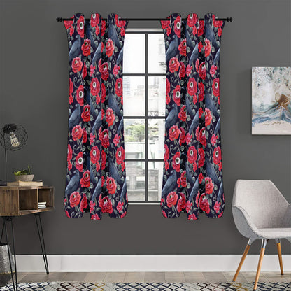 Eyeball Rose Pattern Print Curtain