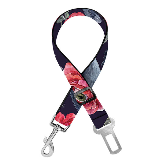 Eyeball Rose Pattern Print Dog Seat Belt