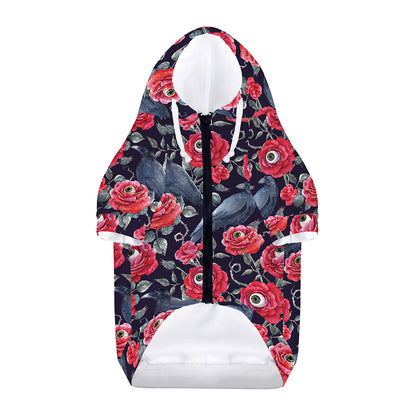 Eyeball Rose Pattern Print Dog Zip Up Hoodie